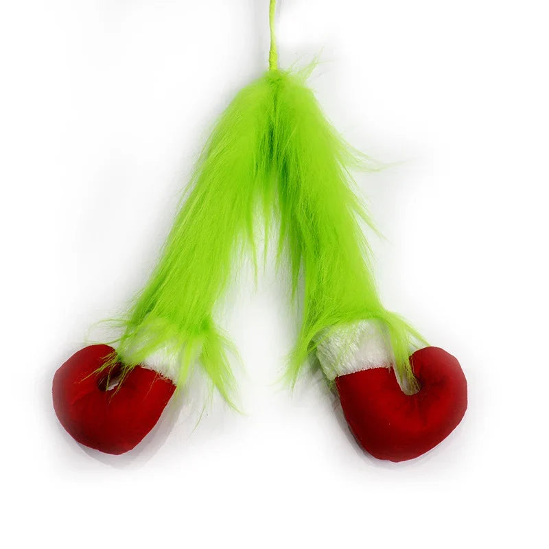 Tabletop Figurine Plush Green Faux Fur & Red Glove