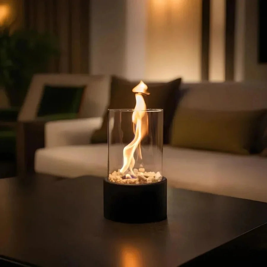 Tabletop Fireplace Portable Ethanol Smokeless Heat-Resistant Glass