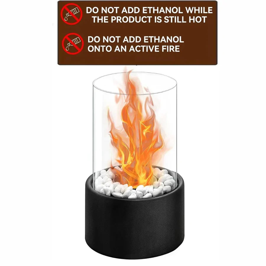 Tabletop Fireplace Portable Ethanol Smokeless Heat-Resistant Glass