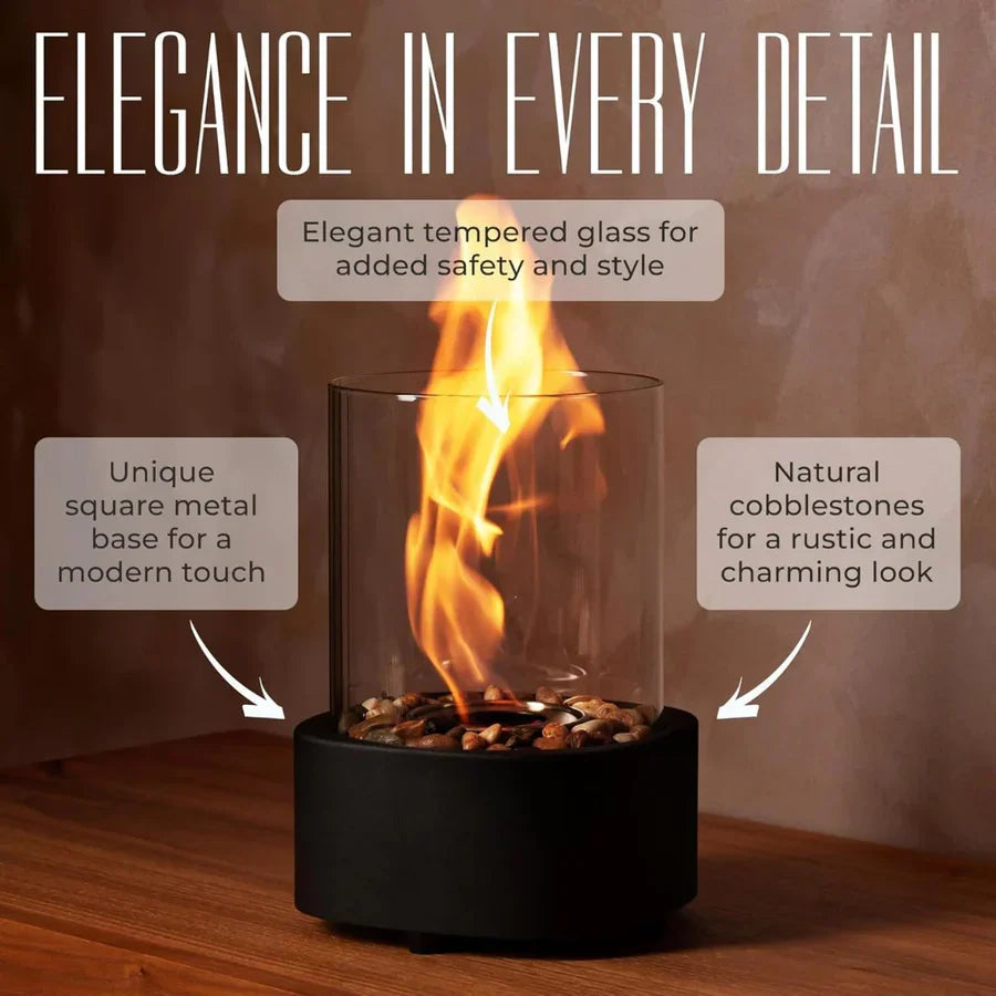 Tabletop Fireplace Portable Ethanol Smokeless Heat-Resistant Glass