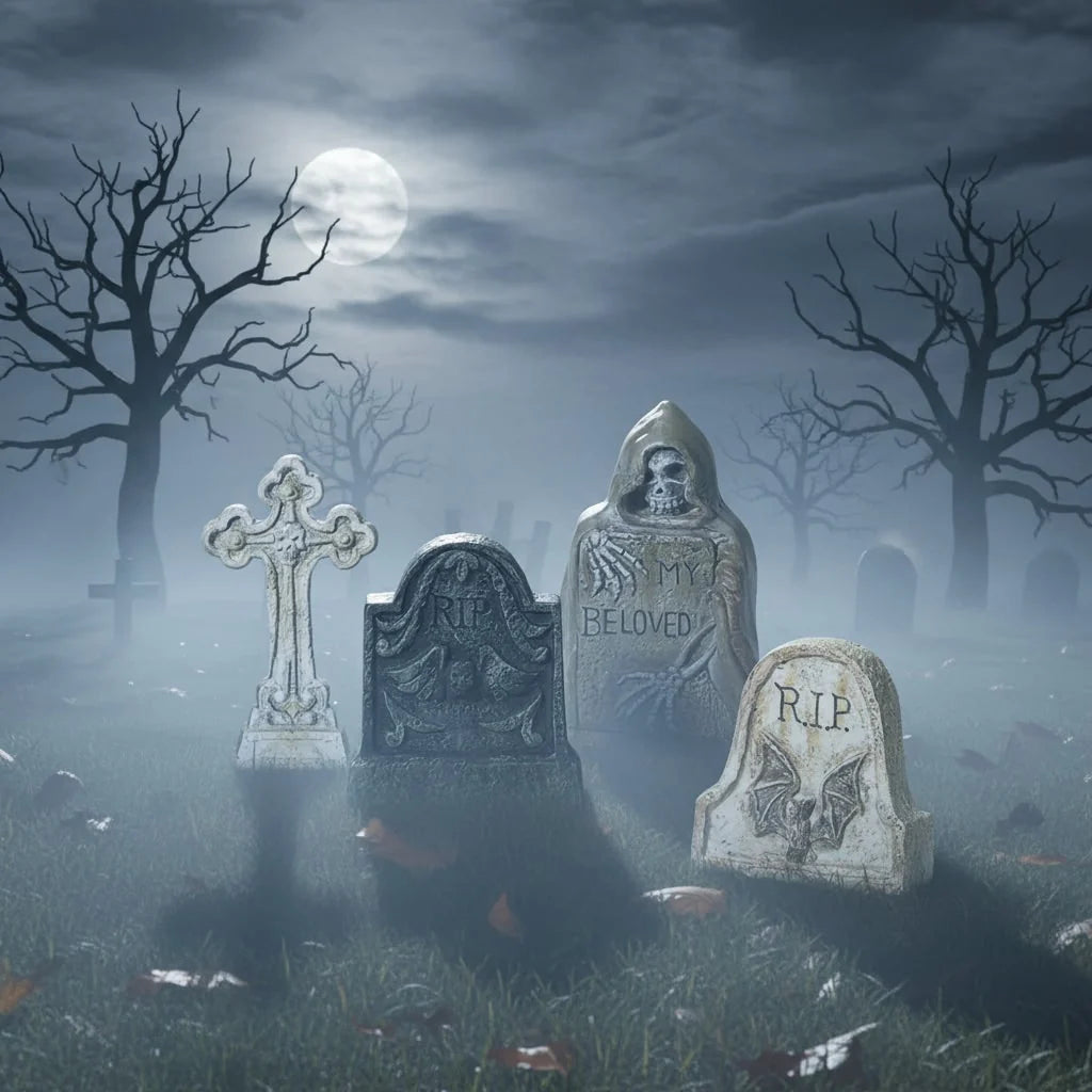 Tabletop Gravestone Matte Grey Moulded Detail & Stable Base