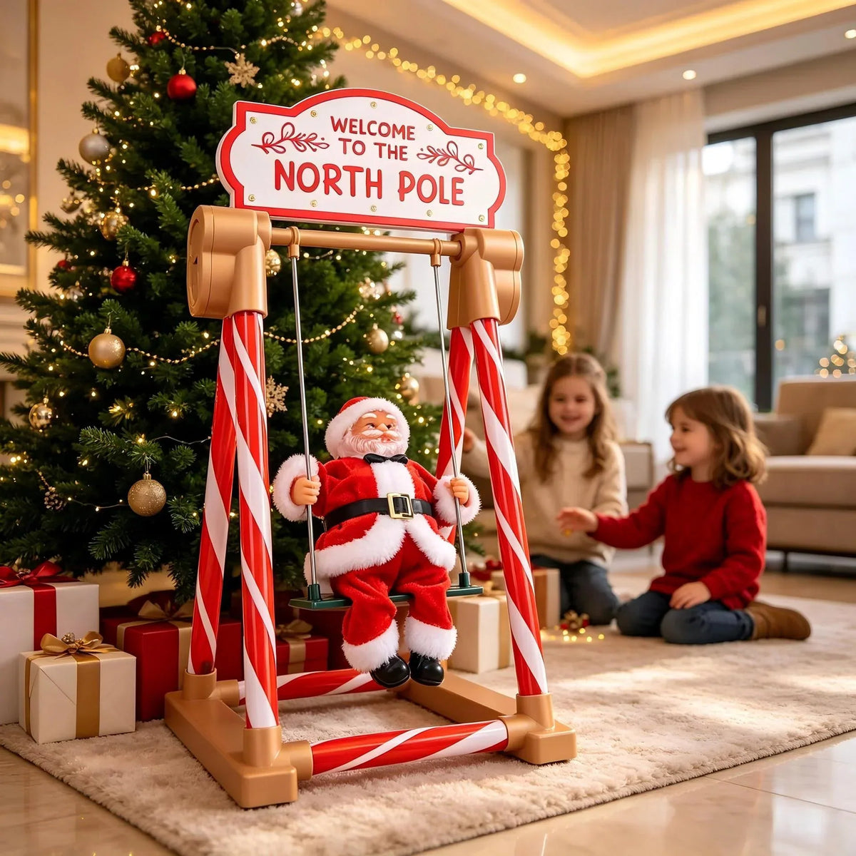 Tabletop Santa Figurine Swinging Motion Durable 19.7 Inch