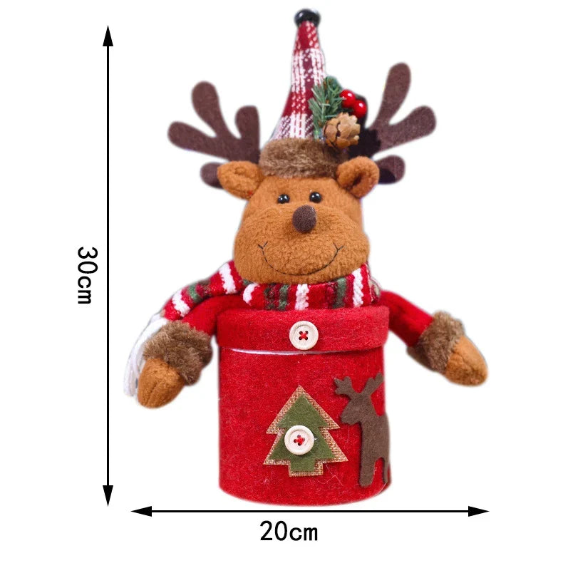 Tabletop Snowman Figurine Fabric Heart Pattern & Striped Scarf