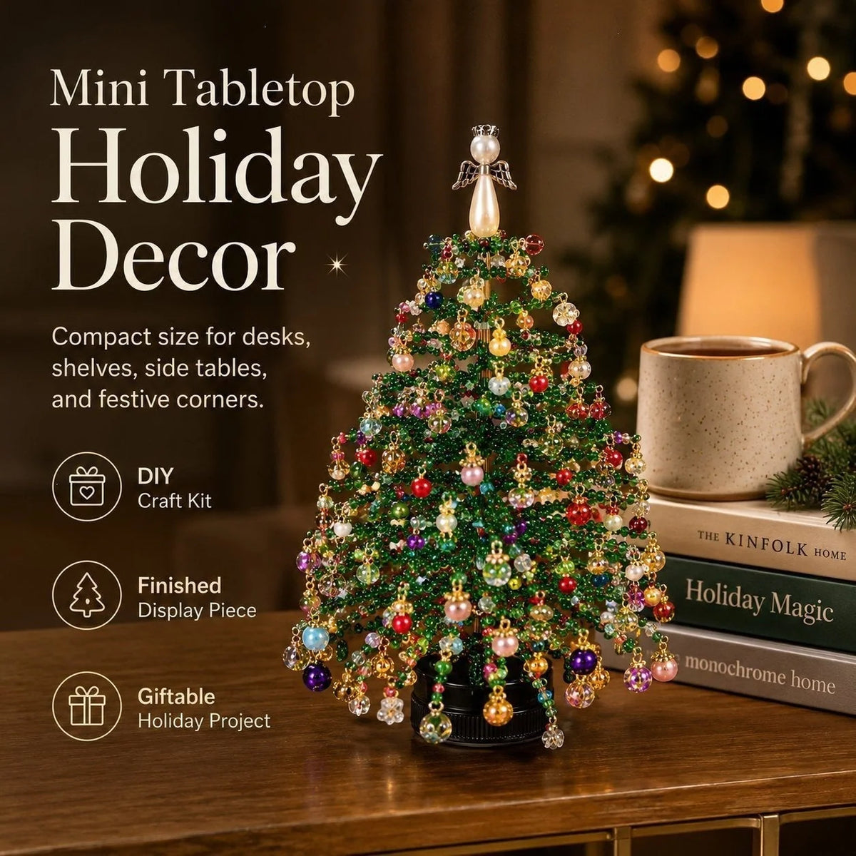 Tabletop Tree Craft Kit Beaded Reusable Seasonal Decor