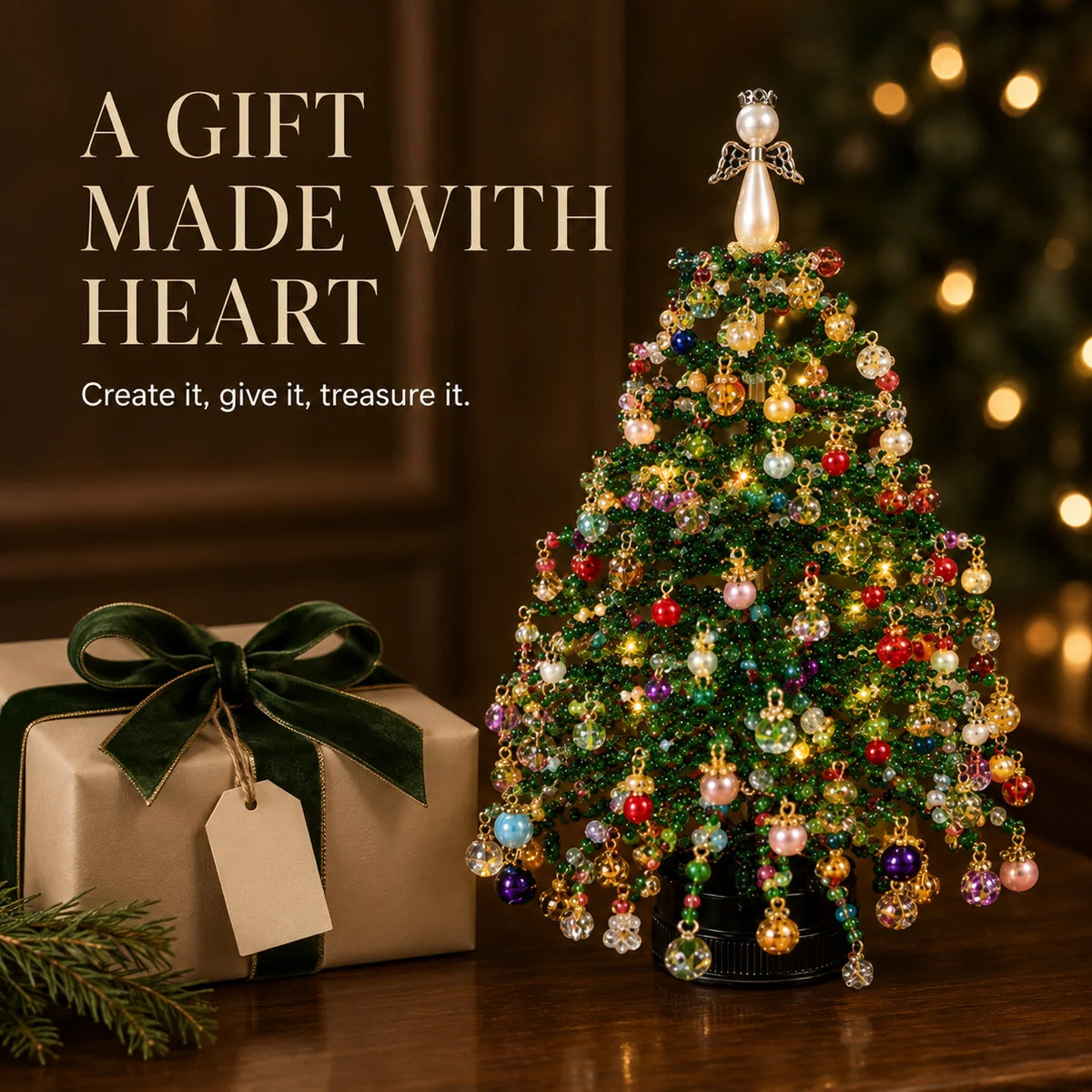 Tabletop Tree Craft Kit Beaded Reusable Seasonal Decor