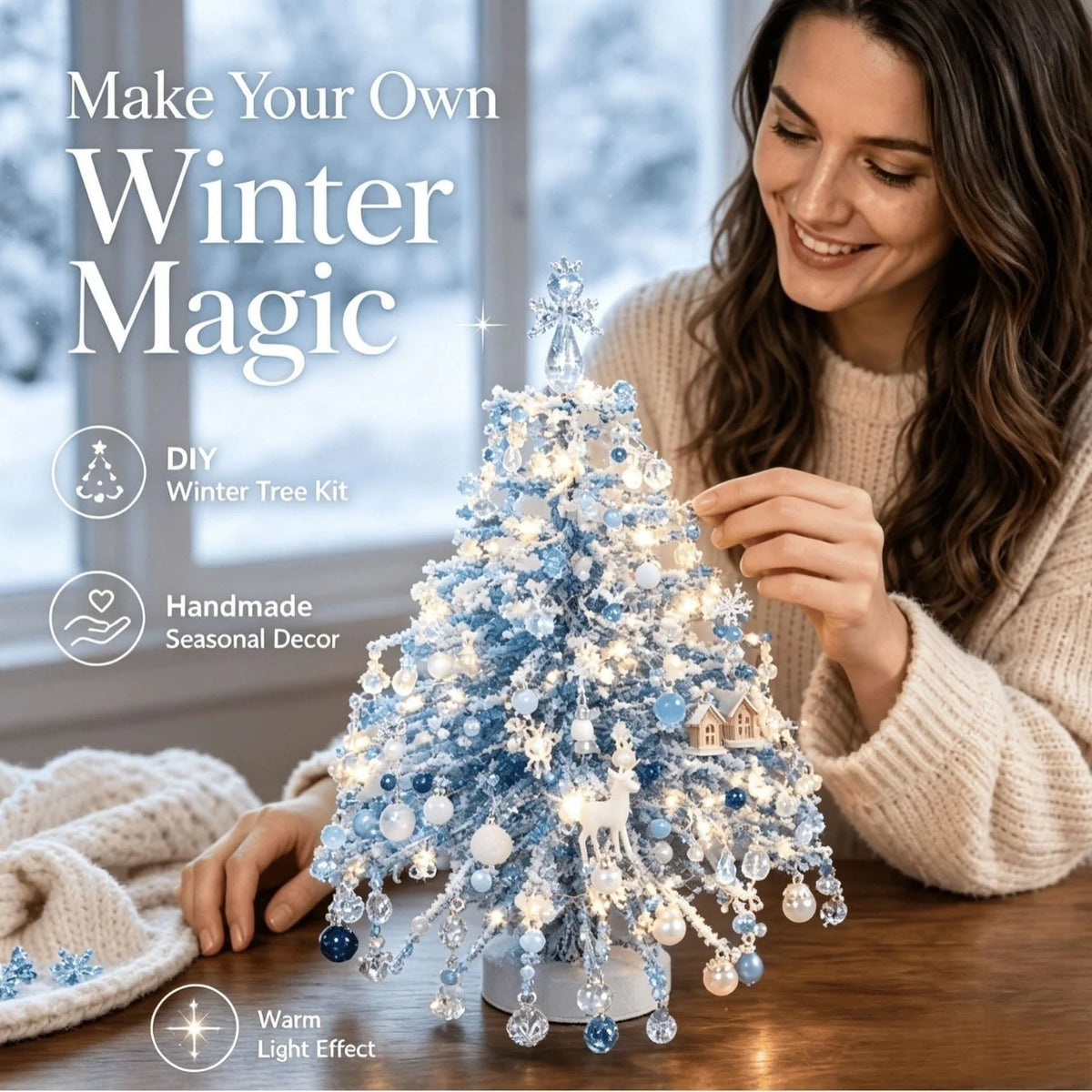 Tabletop Tree Craft Kit Beaded Reusable Seasonal Decor
