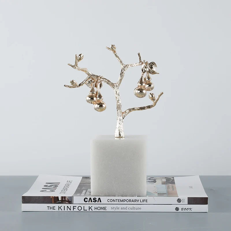 Tabletop Tree Sculpture Gold Metallic & Silver Accents