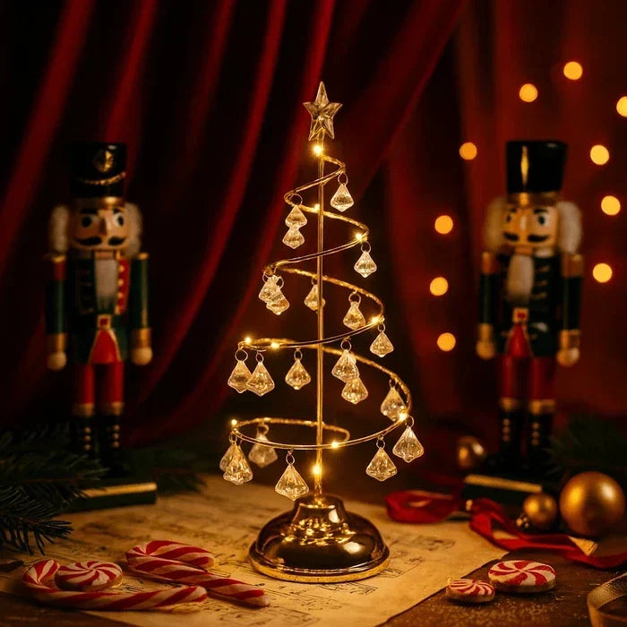 Tabletop Tree Spiral Design Warm Lights Battery Powered