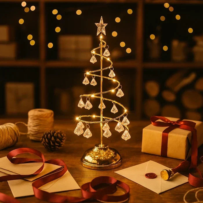 Tabletop Tree Spiral Design Warm Lights Battery Powered