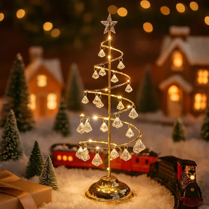 Tabletop Tree Spiral Design Warm Lights Battery Powered