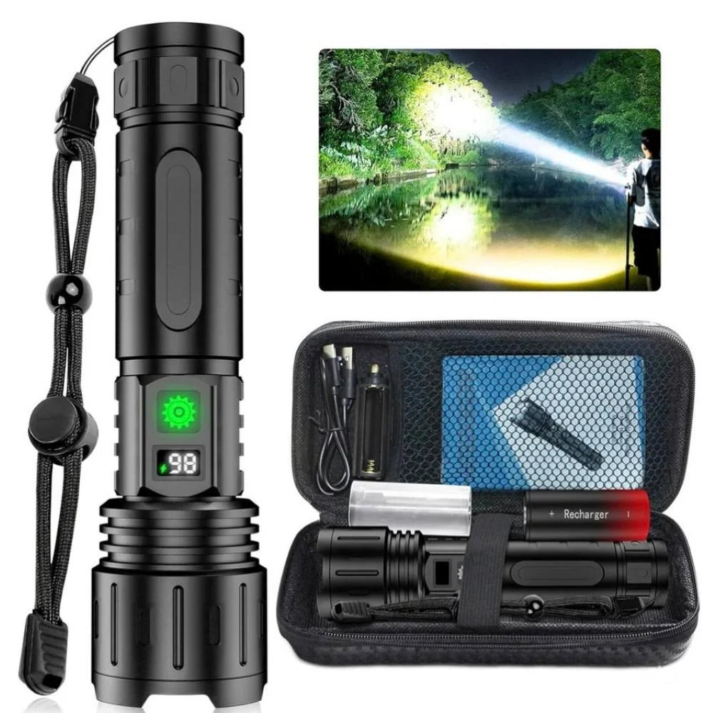Tactical Flashlight Ultra-Bright 100000 Lumens Rechargeable 5000mAh Aluminum Body