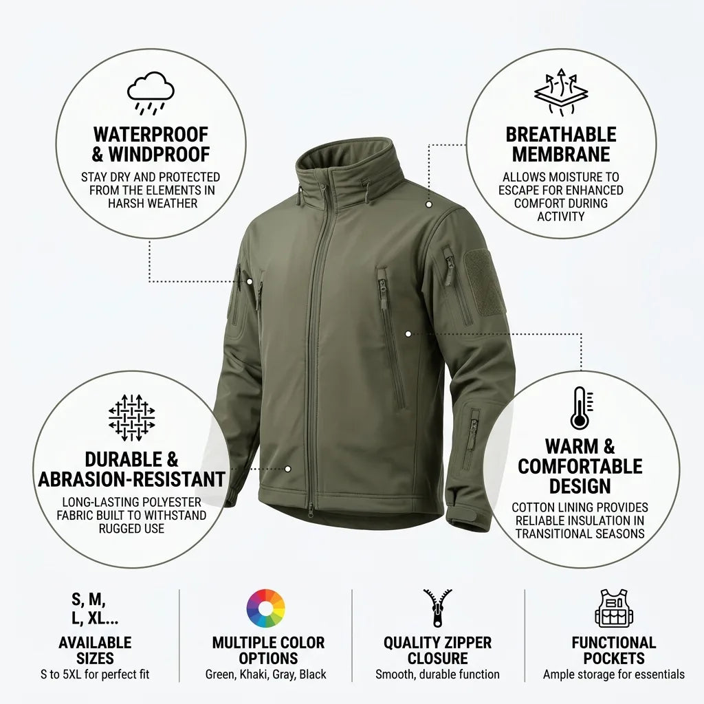 Tactical Jacket Waterproof Windproof Breathable