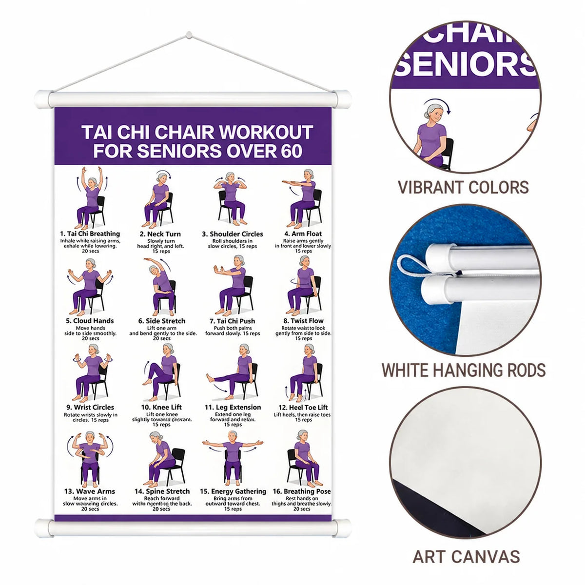 Tai Chi Wall Chart 16 Illustrated Seated Exercises