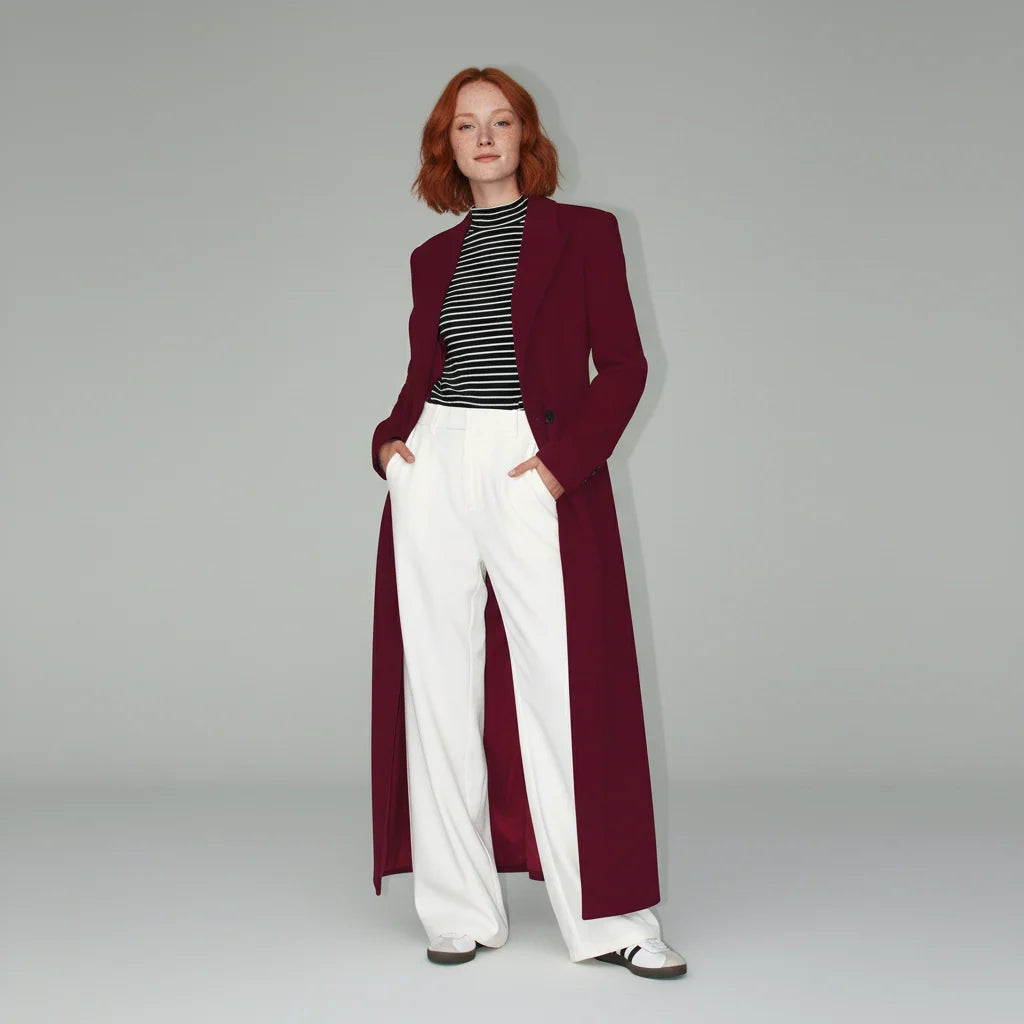 Tailored Coat Slim Fit Mid-Calf Length Structured Shoulders