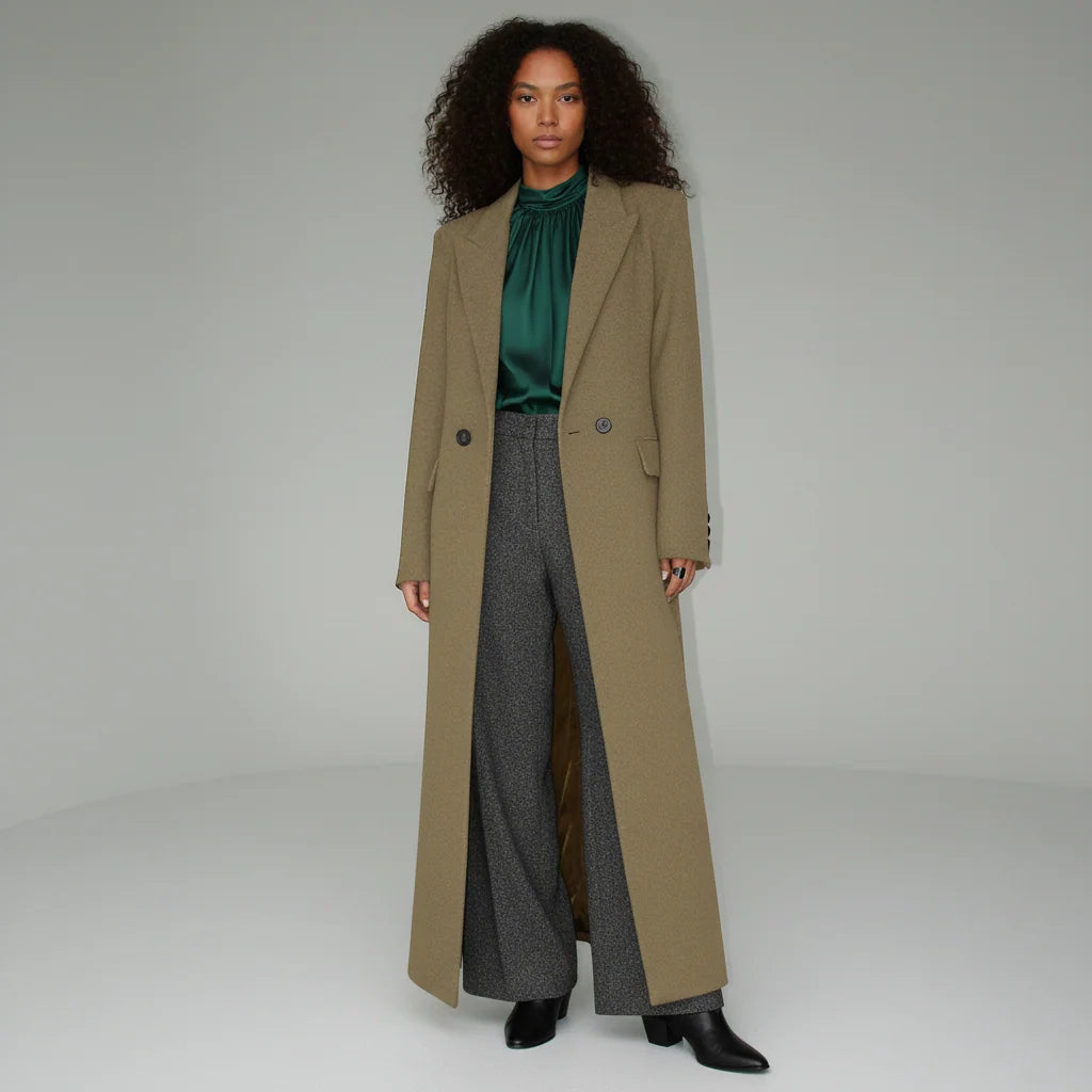 Tailored Coat Slim Fit Mid-Calf Length Structured Shoulders