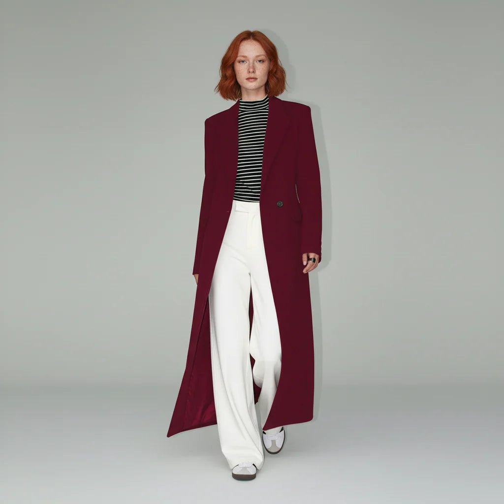 Tailored Coat Slim Fit Mid-Calf Length Structured Shoulders