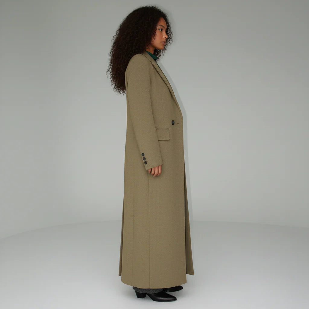 Tailored Coat Slim Fit Mid-Calf Length Structured Shoulders