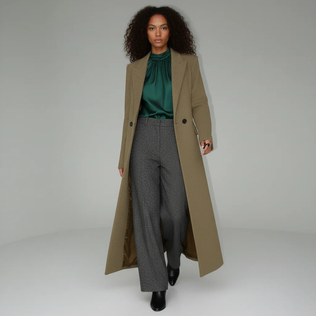 Tailored Coat Slim Fit Mid-Calf Length Structured Shoulders