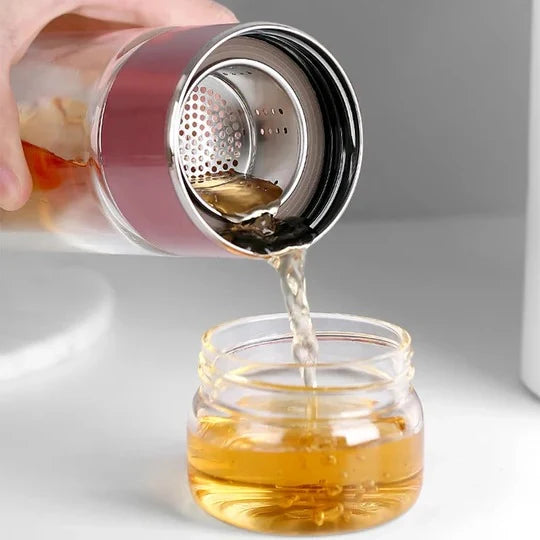 Tea Infuser Bottle Double Wall Built-In Strainer 14.5 Oz