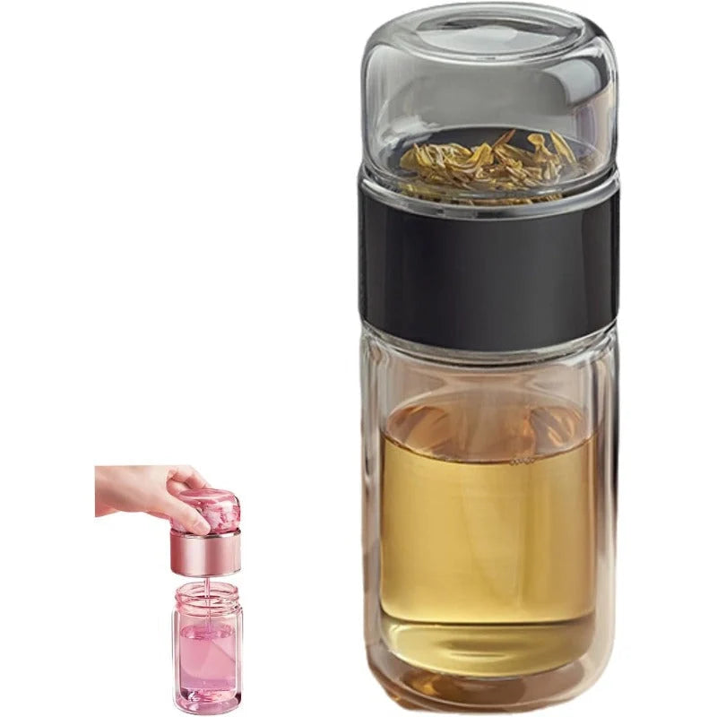 Tea Infuser Bottle Tilt-Brew Double-Wall Glass