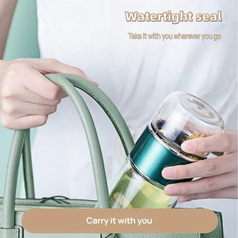 Tea Infuser Bottle Tilt-Brew Double-Wall Glass