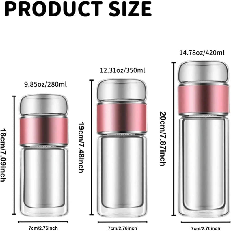 Tea Infuser Bottle Tilt-Brew Double-Wall Glass