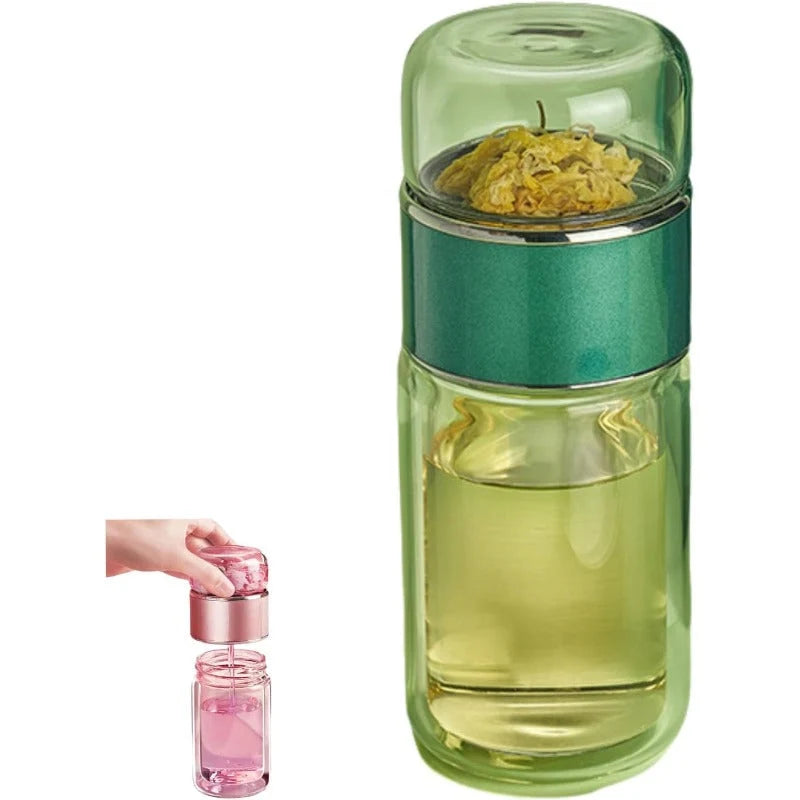 Tea Infuser Bottle Tilt-Brew Double-Wall Glass