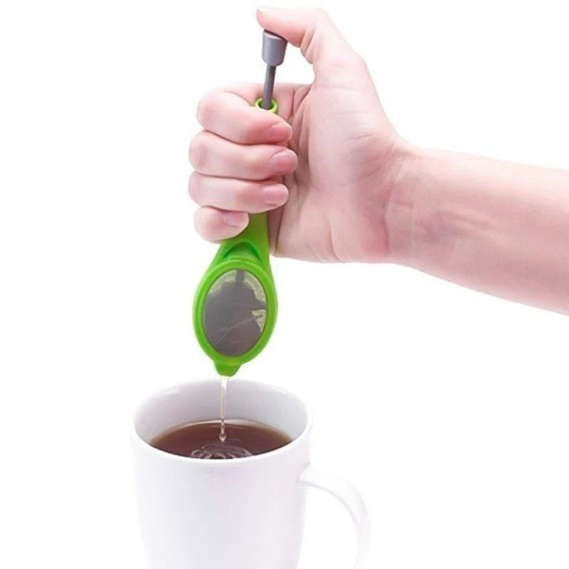 Tea Infuser Built-In Plunger Mesh Cover
