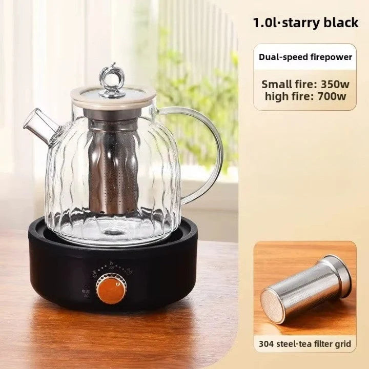 Tea Maker Wavy Glass Adjustable Heating 1L Capacity