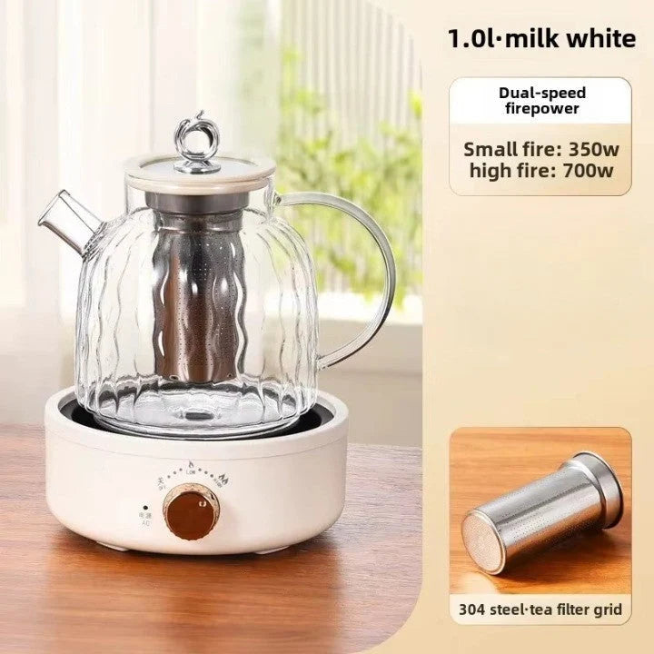 Tea Maker Wavy Glass Adjustable Heating 1L Capacity
