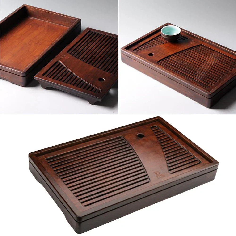 Tea Serving Tray Bamboo Surface Removable Top