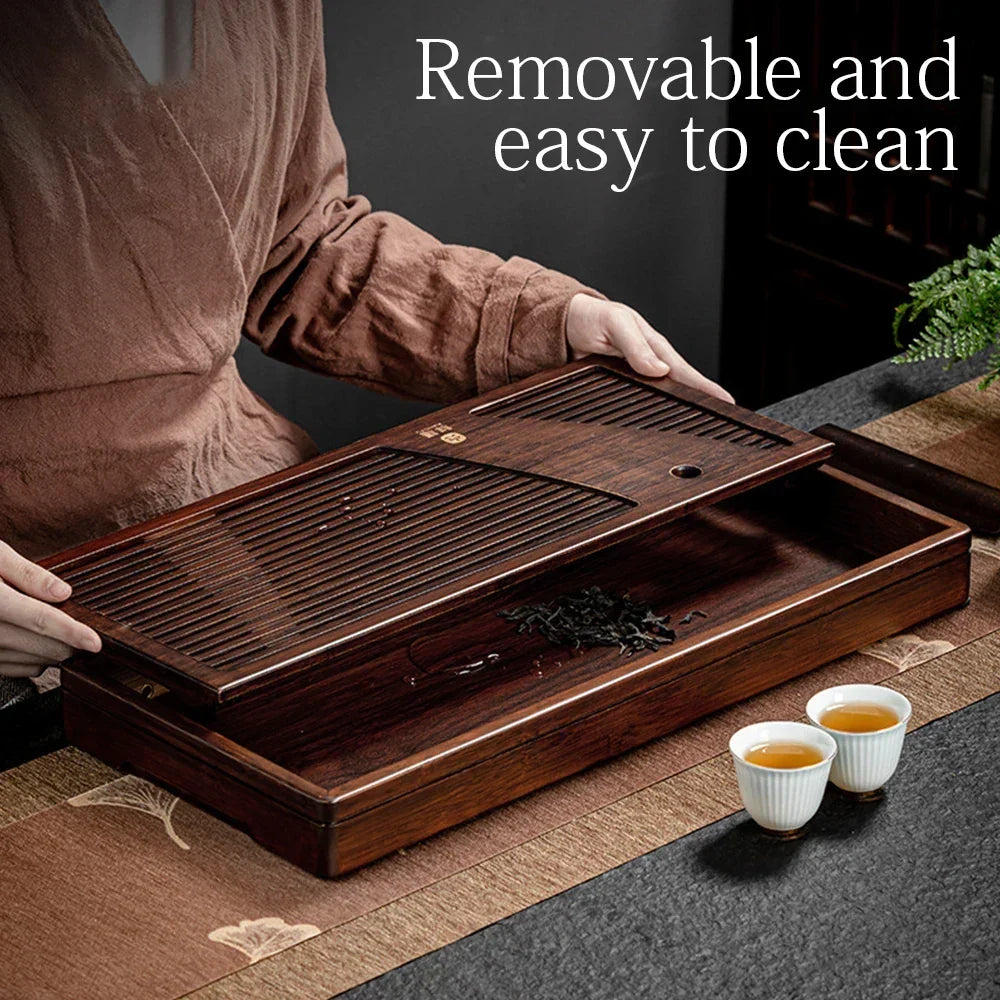 Tea Serving Tray Bamboo Surface Removable Top