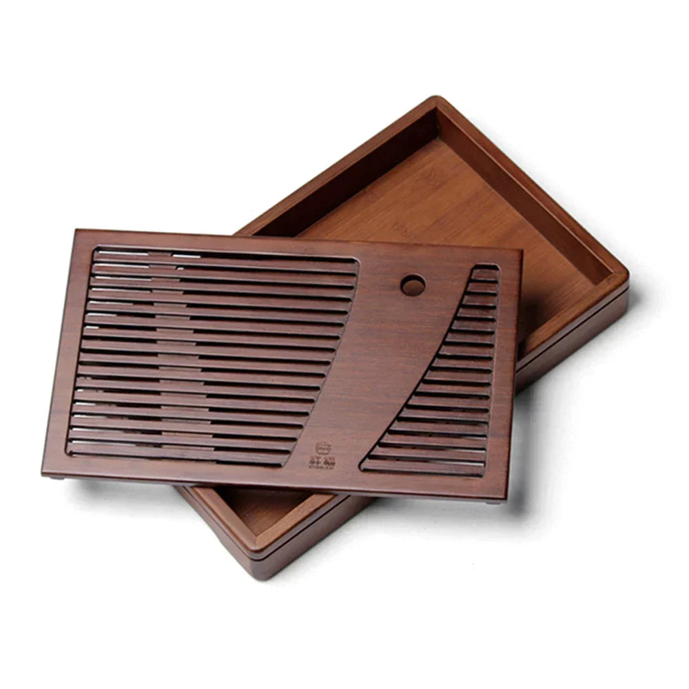 Tea Serving Tray Bamboo Surface Removable Top