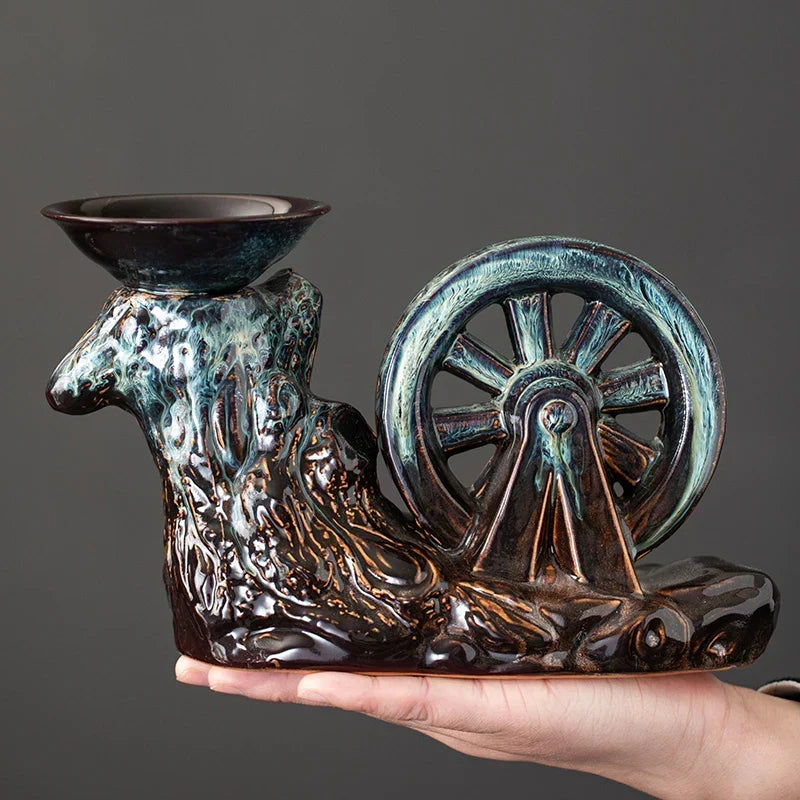 Tea Set Porcelain Rotating Waterwheel Design