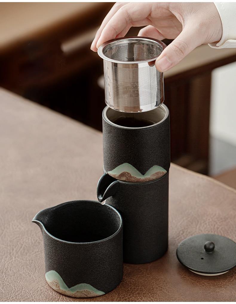 Tea Set Pottery Metal Filter Set of 5