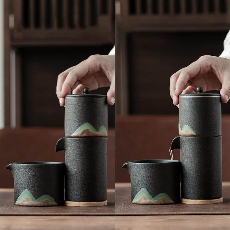 Tea Set Pottery Metal Filter Set of 5