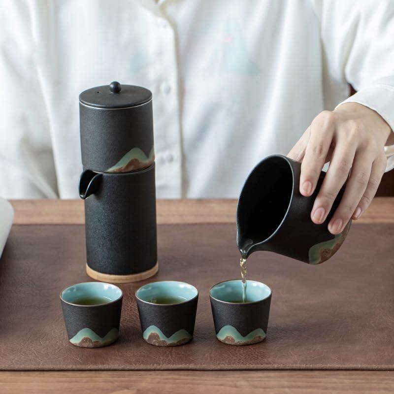 Tea Set Pottery Metal Filter Set of 5