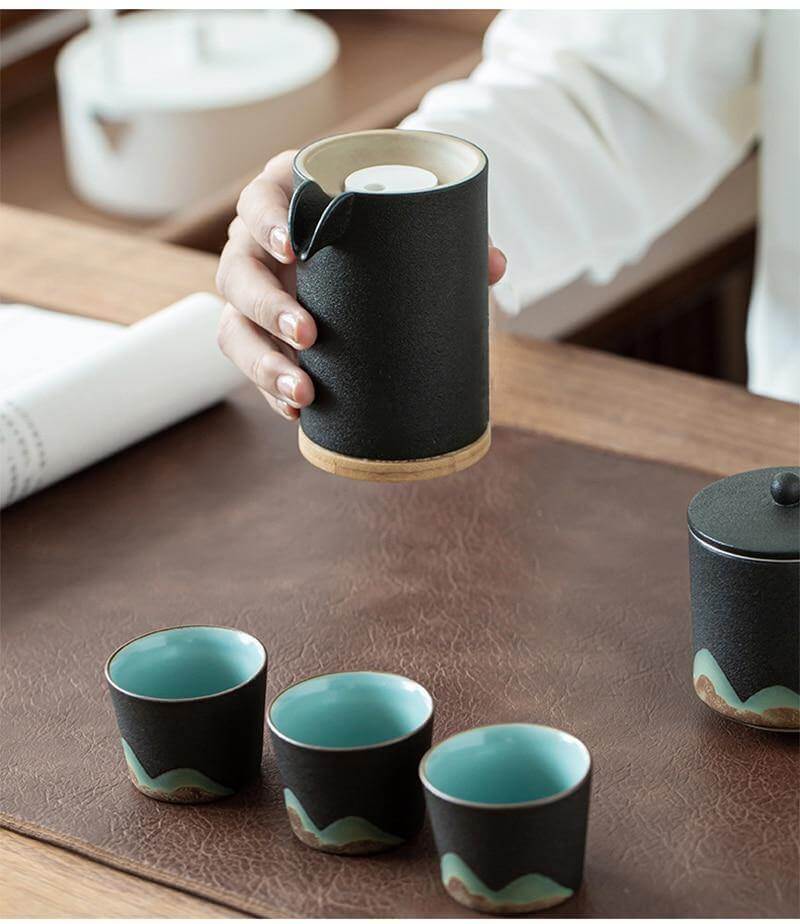 Tea Set Pottery Metal Filter Set of 5