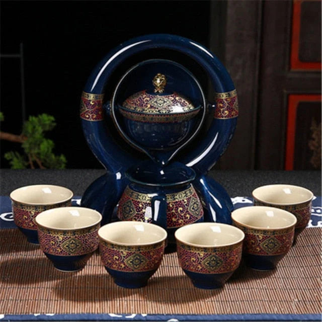 Teapot Set Ceramic Bamboo Tray Travel Bag Included