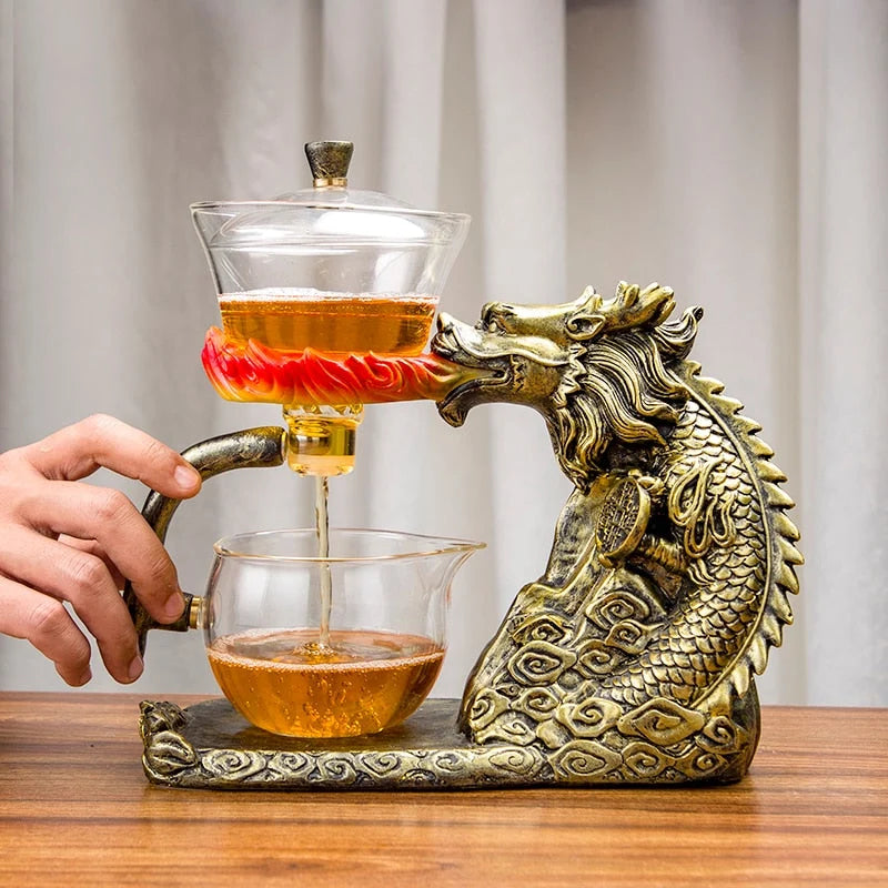 Teapot With Infuser Basket Dragon Design