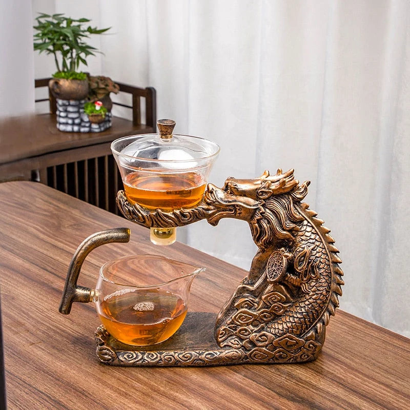 Teapot With Infuser Basket Dragon Design