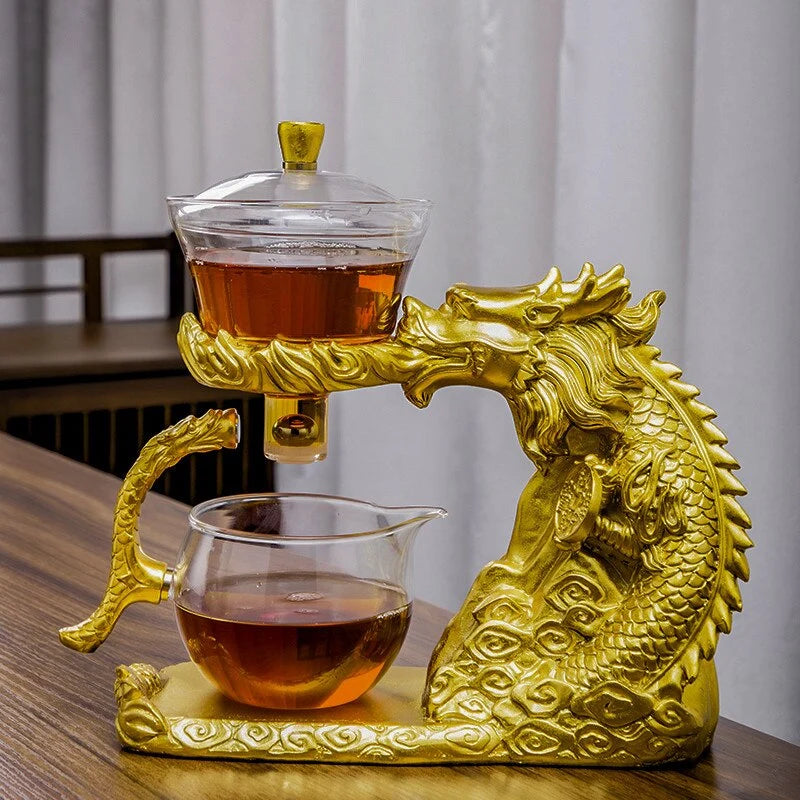 Teapot With Infuser Basket Dragon Design