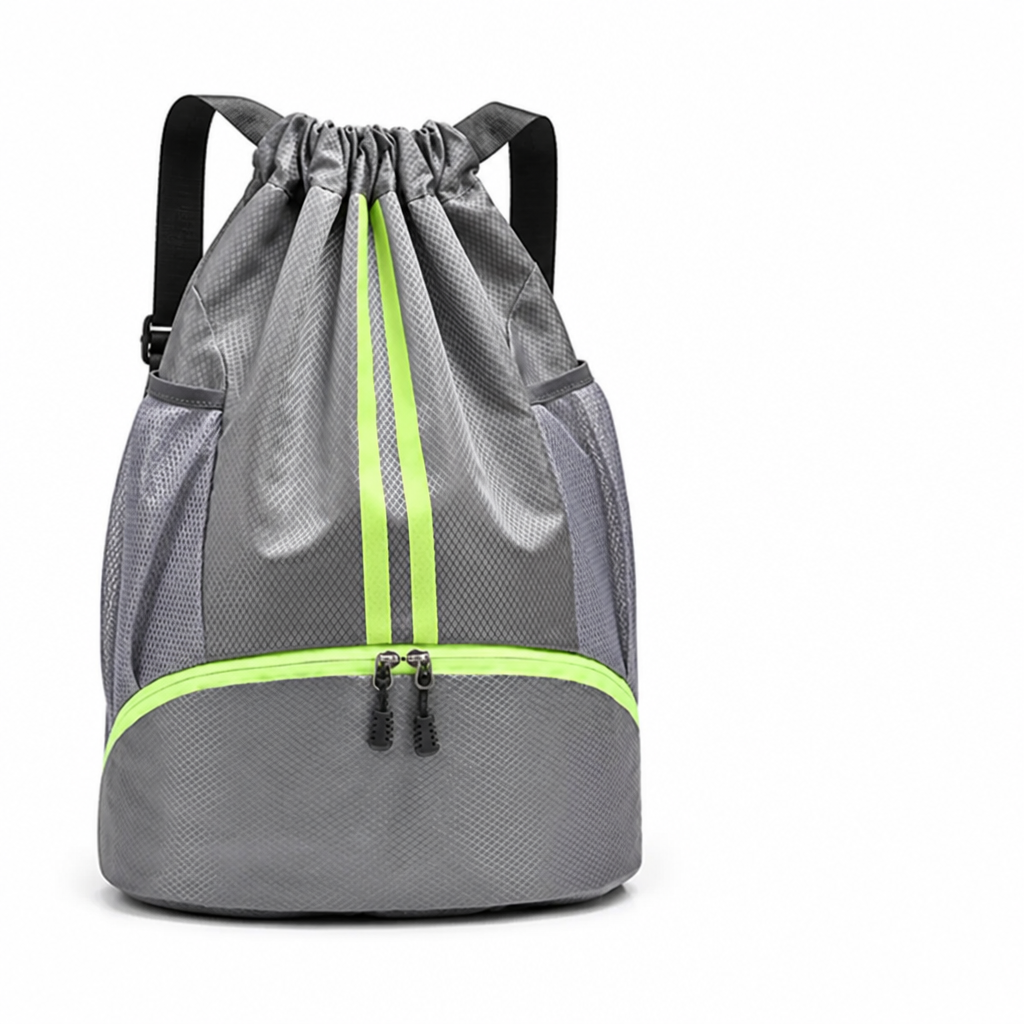 Tear-Resistant Drawstring Backpack With Zippered Pocket