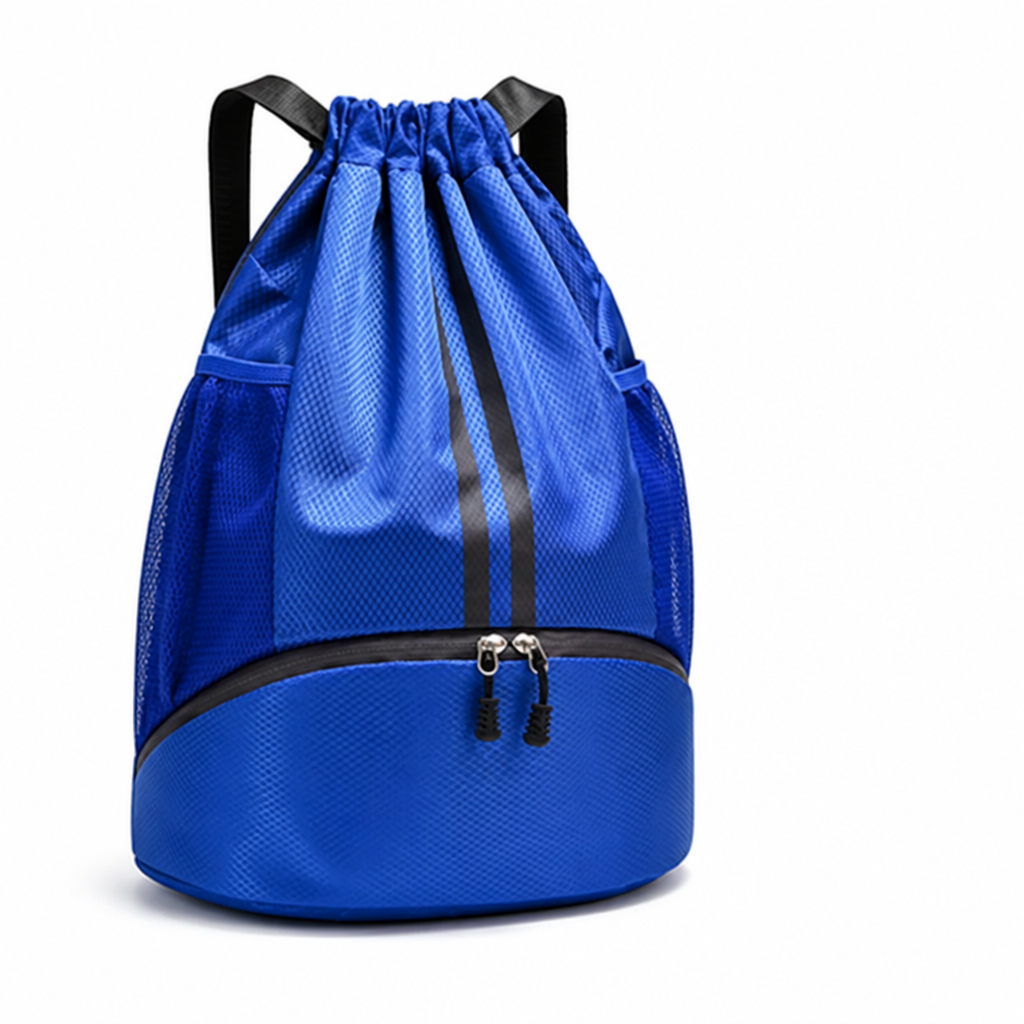 Tear-Resistant Drawstring Backpack With Zippered Pocket