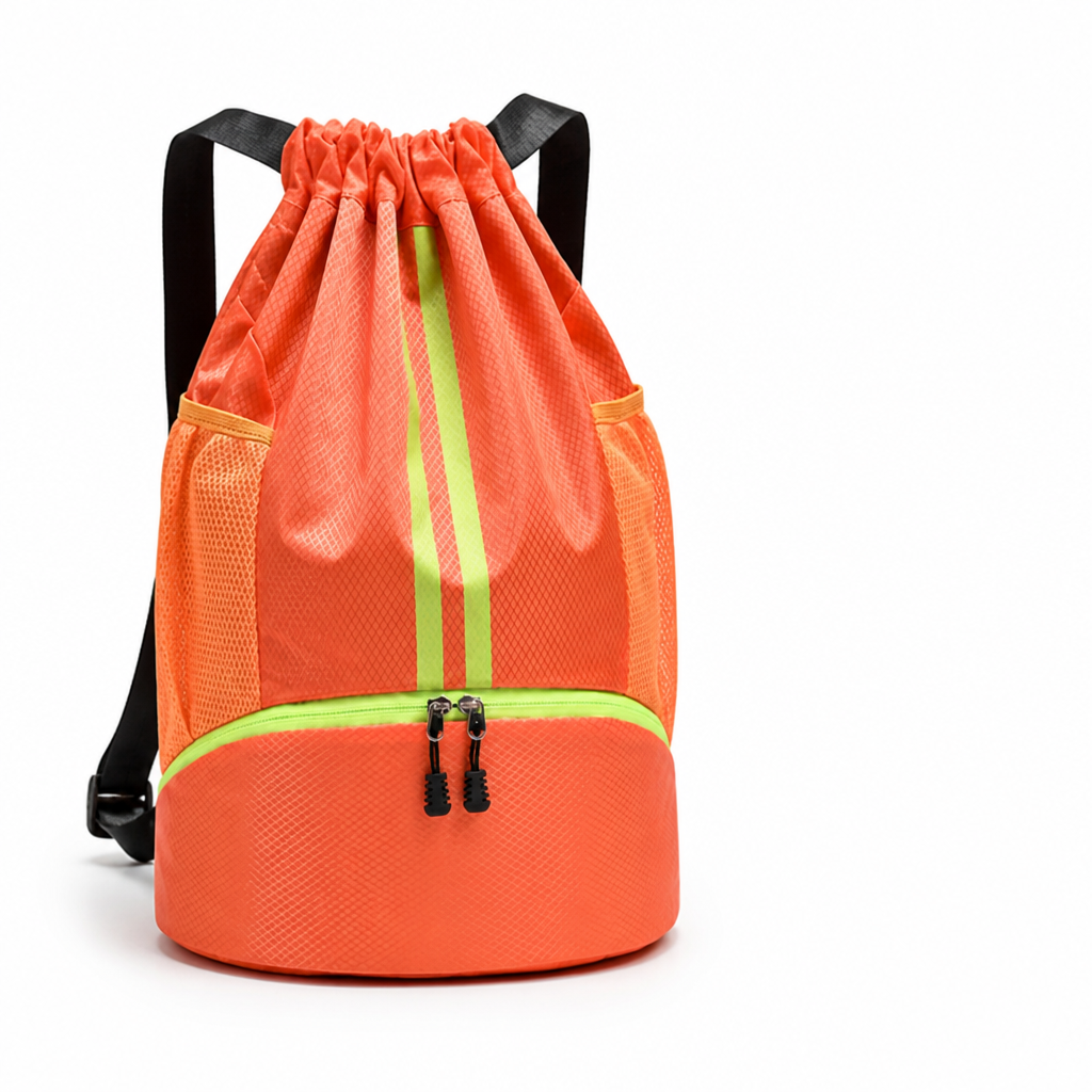 Tear-Resistant Drawstring Backpack With Zippered Pocket