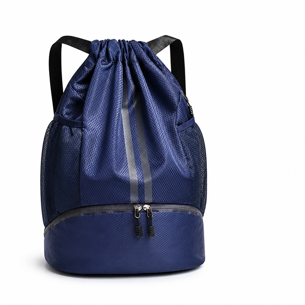 Tear-Resistant Drawstring Backpack With Zippered Pocket
