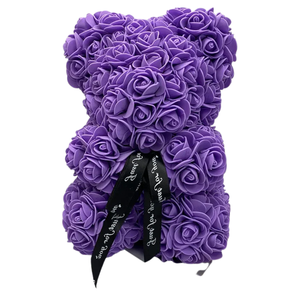 Teddy Bear Foam Rose Covered 9.8 Inch