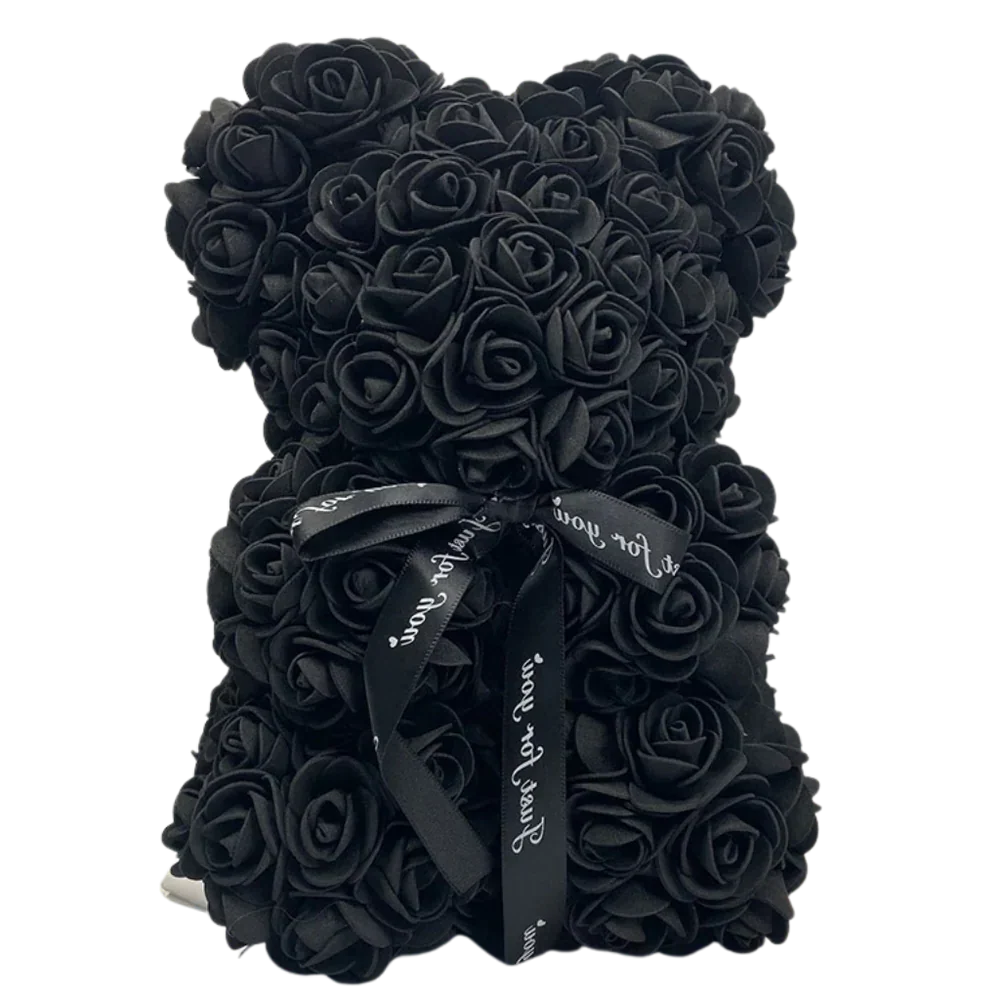 Teddy Bear Foam Rose Covered 9.8 Inch
