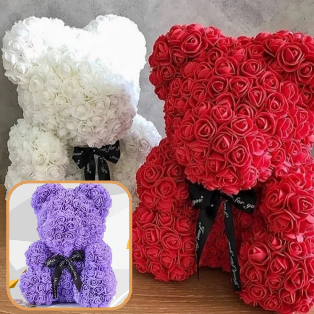 Teddy Bear Rose-Covered Gift-Ready & Low-Maintenance