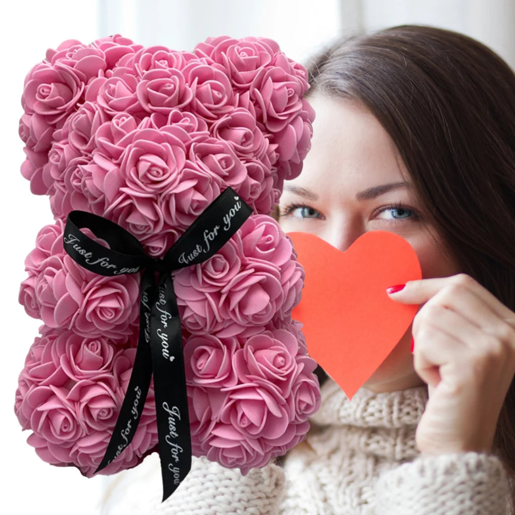 Teddy Bear Rose-Covered Gift-Ready & Low-Maintenance